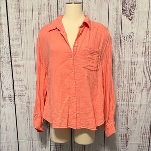 GAP Coral Gauze Button-Front Shirt